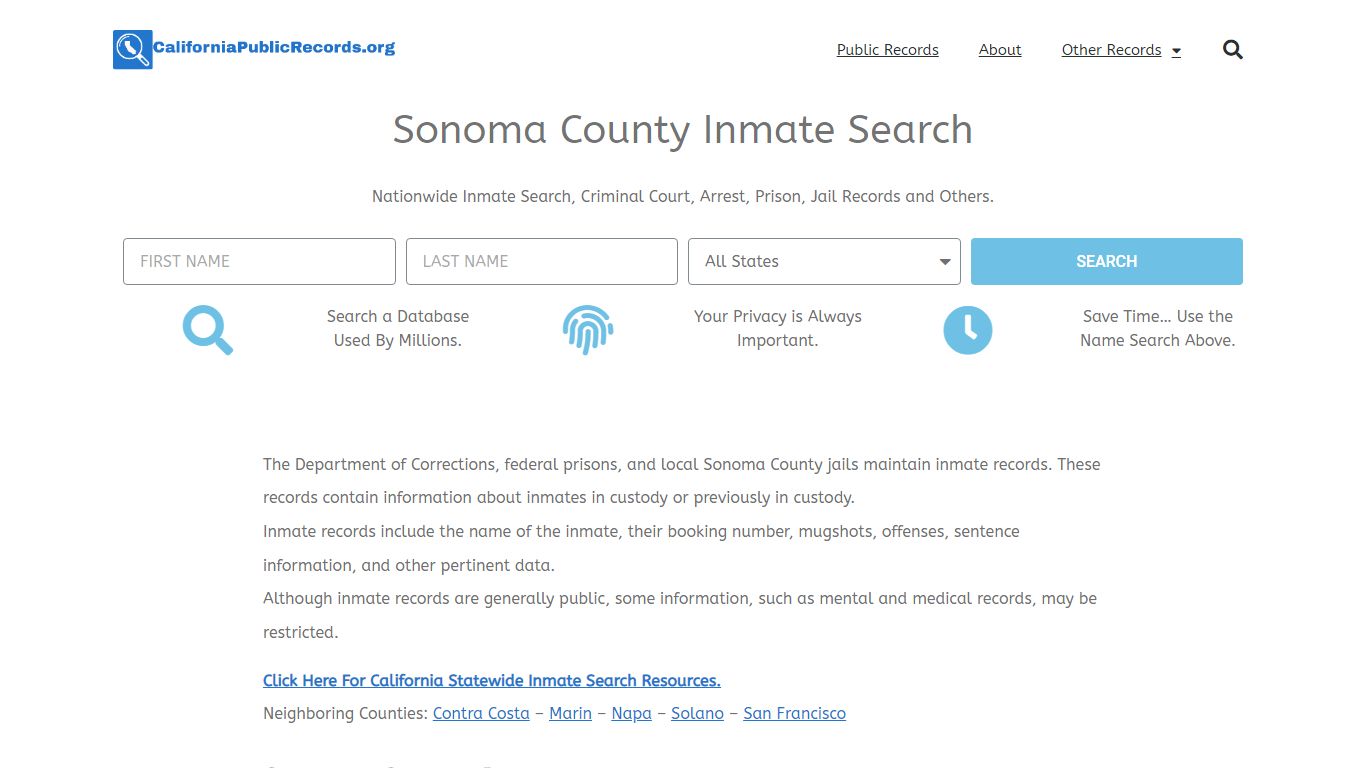 Sonoma County Inmate Search - Current & Past SCSD CA Jail Records
